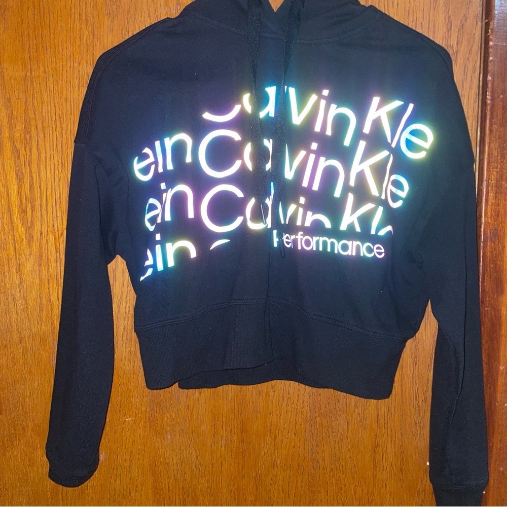 Calvin Klein Cropped Black Performance Sweater- Size: Petite Small